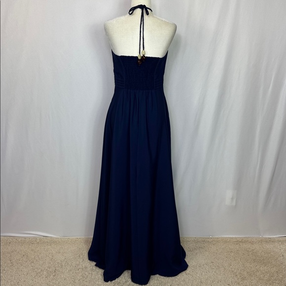 Eliza J Halter Maxi Dress Navy Blue Size 6‎ Elegant Formal Long Gown - Picture 9 of 14